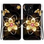 For Honor X6a Crystal Texture Colored Drawing Leather Phone Case(Gold Flower)