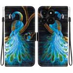 For Honor X6a Crystal Texture Colored Drawing Leather Phone Case(Peacock)