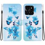 For Honor X6a Crystal Texture Colored Drawing Leather Phone Case(Blue Butterflies)