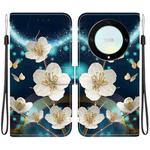 For Honor X9a Crystal Texture Colored Drawing Leather Phone Case(Magnolia)