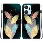 For Honor X7a Crystal Texture Colored Drawing Leather Phone Case(Colored Leaves)