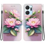 For Honor X7a Crystal Texture Colored Drawing Leather Phone Case(Lotus)