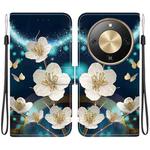 For Honor X70 5G Crystal Texture Colored Drawing Leather Phone Case(Magnolia)