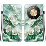 For Honor X70 5G Crystal Texture Colored Drawing Leather Phone Case(Jade Flowers)