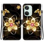 For OnePlus Ace 2V 5G / Nord 3 Crystal Texture Colored Drawing Leather Phone Case(Gold Flower)