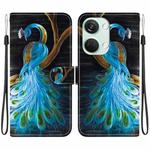 For OnePlus Ace 2V 5G / Nord 3 Crystal Texture Colored Drawing Leather Phone Case(Peacock)