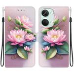 For OnePlus Ace 2V 5G / Nord 3 Crystal Texture Colored Drawing Leather Phone Case(Lotus)