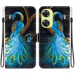 For OnePlus Nord CE 3 Lite / N30 Crystal Texture Colored Drawing Leather Phone Case(Peacock)