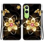 For OnePlus Nord CE4 Lite Crystal Texture Colored Drawing Leather Phone Case(Gold Flower)