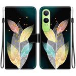 For OnePlus Nord CE4 Lite Crystal Texture Colored Drawing Leather Phone Case(Colored Leaves)