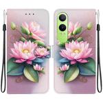 For OnePlus Nord CE4 Lite Crystal Texture Colored Drawing Leather Phone Case(Lotus)