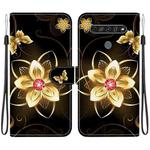 For LG K61 Crystal Texture Colored Drawing Leather Phone Case(Gold Flower)