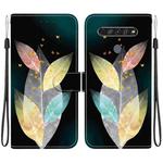 For LG K61 Crystal Texture Colored Drawing Leather Phone Case(Colored Leaves)