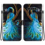 For LG K61 Crystal Texture Colored Drawing Leather Phone Case(Peacock)