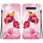 For LG K61 Crystal Texture Colored Drawing Leather Phone Case(Pink Butterflies)