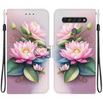 For LG K61 Crystal Texture Colored Drawing Leather Phone Case(Lotus)