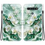 For LG K61 Crystal Texture Colored Drawing Leather Phone Case(Jade Flowers)