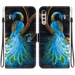 For LG Velvet  5G/ G9 4G Crystal Texture Colored Drawing Leather Phone Case(Peacock)