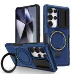 For Samsung Galaxy S25 Ultra 5G Sliding Camshield MagSafe Holder TPU Hybrid PC Phone Case(Royal Blue)