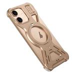 For iPhone 16 Armor 360 Holder Frameless Alloy MagSafe Phone Case(Desert Gold)