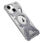 For iPhone 15 Armor 360 Holder Frameless Alloy MagSafe Phone Case(Space Gray)