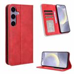 For Samsung Galaxy S24 FE 5G Magnetic Buckle Retro Texture Leather Phone Case(Red)