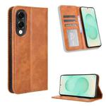 For Samsung Galaxy S25 Edge 5G Magnetic Buckle Retro Texture Leather Phone Case(Brown)