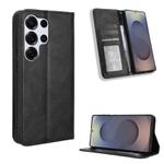 For Samsung Galaxy S25 Ultra 5G Magnetic Buckle Retro Texture Leather Phone Case(Black)