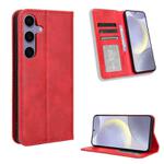 For Samsung Galaxy S25 5G Magnetic Buckle Retro Texture Leather Phone Case(Red)