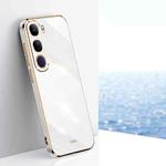 For vivo V40 Lite 5G XINLI Straight 6D Plating Gold Edge TPU Phone Case(White)