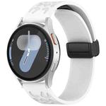 20mm Leopard Print Magnetic Folding Buckle Silicone Watch Band(White)