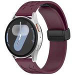20mm Leopard Print Magnetic Folding Buckle Silicone Watch Band(Wine Red)