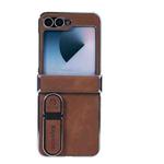 For Samsung Galaxy Z Flip5 Invisible Stand Design Fold Phone Case(Brown)