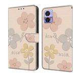 For Motorola Edge 30 Neo Fresh Painted Leather Phone Case(Beige Flowers)