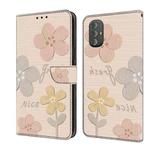 For Motorola Moto G Power 2022 Fresh Painted Leather Phone Case(Beige Flowers)