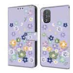 For Motorola Moto G Power 2022 Fresh Painted Leather Phone Case(Purple Floral)