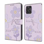 For Motorola Moto G Power 5G 2023 Fresh Painted Leather Phone Case(Dark Purple Flowers)