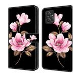 For Motorola Moto G Power 5G 2023 Fresh Painted Leather Phone Case(Black Flowers)