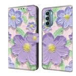 For Motorola Moto G Stylus 5G 2022 Fresh Painted Leather Phone Case(Oil Painting Purple Flowers)