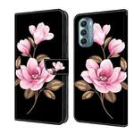 For Motorola Moto G Stylus 5G 2022 Fresh Painted Leather Phone Case(Black Flowers)