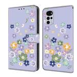 For Motorola Moto G22 Fresh Painted Leather Phone Case(Purple Floral)