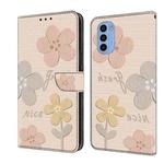 For Motorola Moto G31 Fresh Painted Leather Phone Case(Beige Flowers)