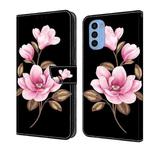 For Motorola Moto G31 Fresh Painted Leather Phone Case(Black Flowers)