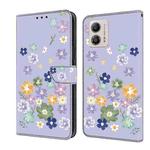 For Motorola Moto G53 5G Fresh Painted Leather Phone Case(Purple Floral)