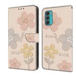 For Motorola Moto G60 Fresh Painted Leather Phone Case(Beige Flowers)