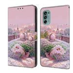 For Motorola Moto G62 5G Fresh Painted Leather Phone Case(Garden)