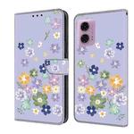 For Motorola Moto G24 Fresh Painted Leather Phone Case(Purple Floral)