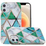 For iPhone 12 mini Plating Marble Pattern Soft TPU Protective Case(Green White)