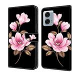 For Motorola Moto G24 Power Fresh Painted Leather Phone Case(Black Flowers)