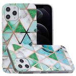For iPhone 12 / 12 Pro Plating Marble Pattern Soft TPU Protective Case(Green White)